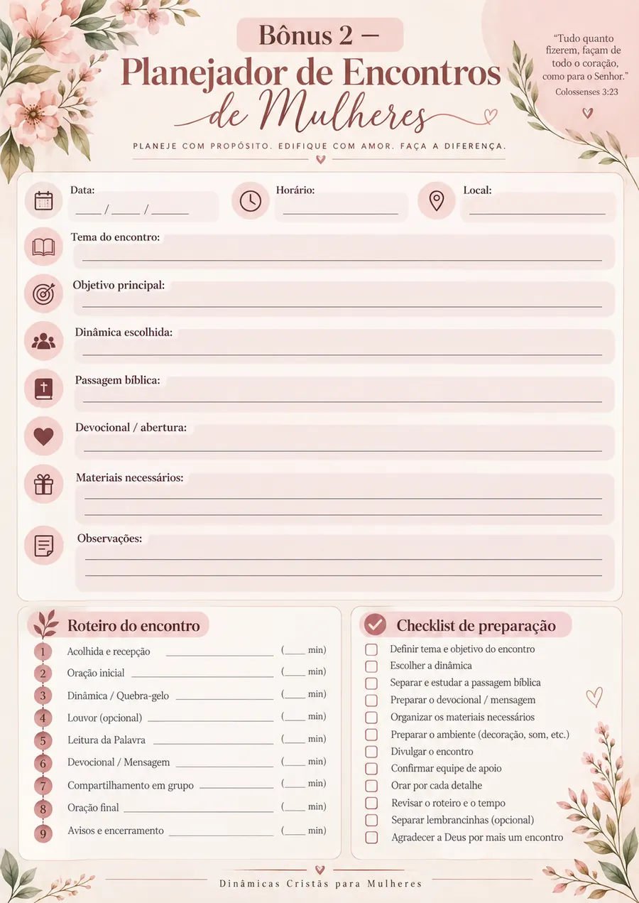 Bônus 2: Planejador de Encontros de Mulheres